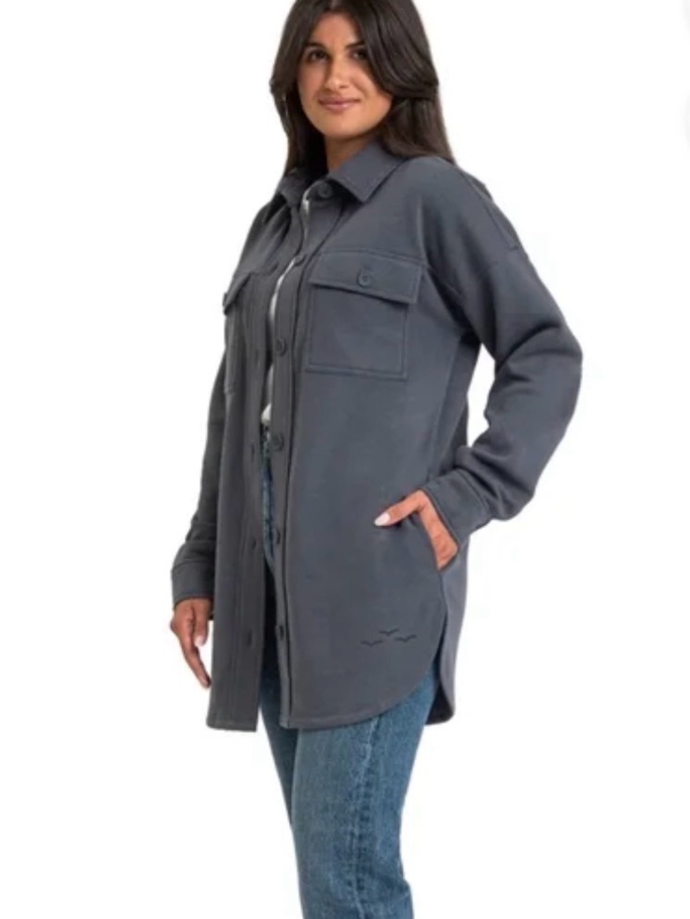 LAZYPANTS COZY  Shacket with Pockets | M | Stone Grey